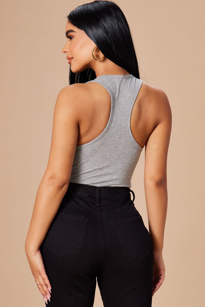 Divine Basic Tank Bodysuit - Heather Grey