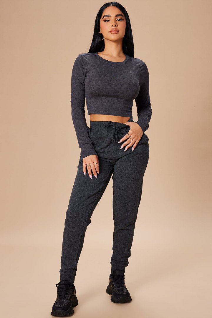 Robin Long Sleeve Top - Charcoal