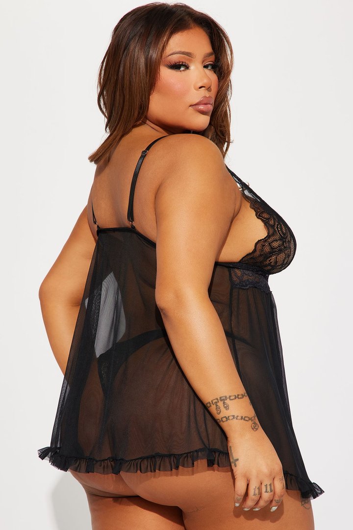 Stop Calling Lace Babydoll - Black