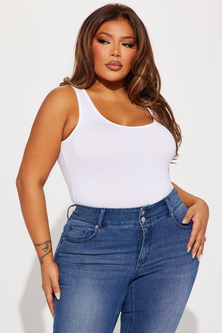 Tell Me More Scoop Neck Tank Top - White