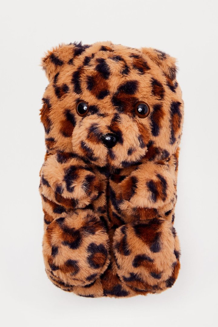 Cute And Cuddly Teddy Bear Slippers - Leopard