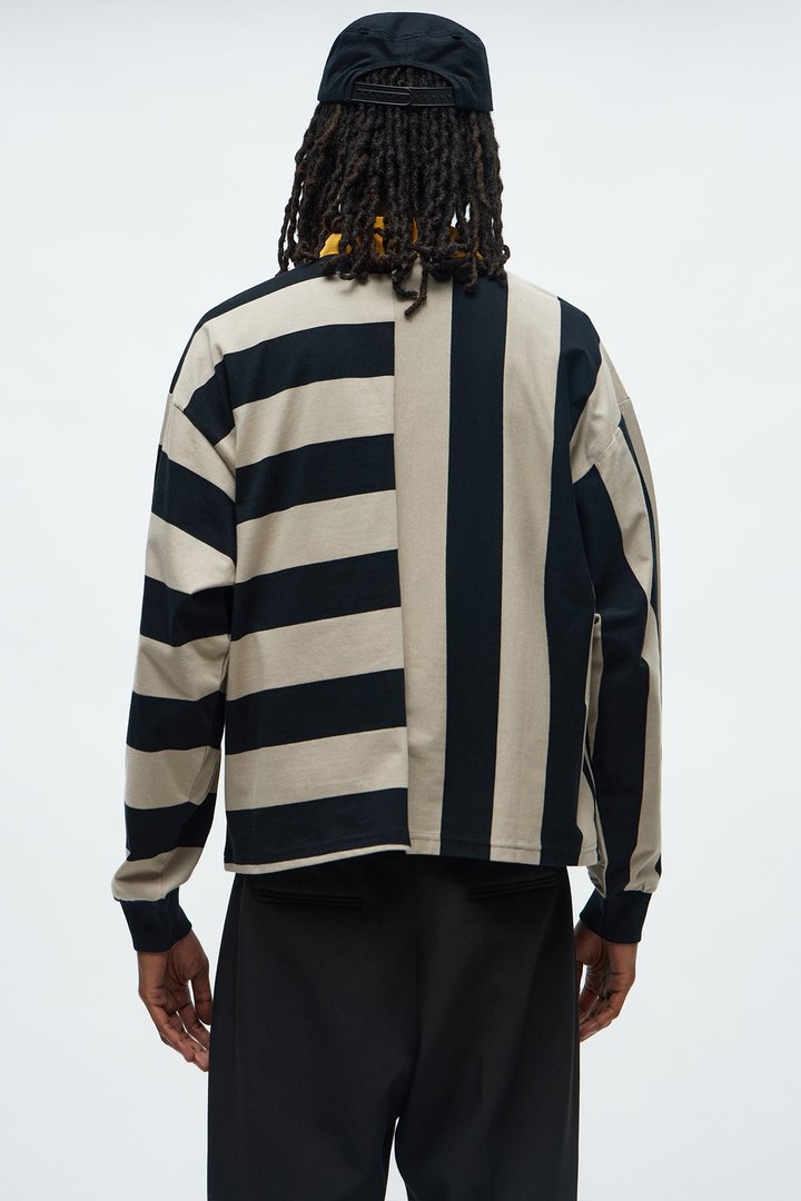 Cropped Saints Long Sleeve Rugby Polo - Black/combo