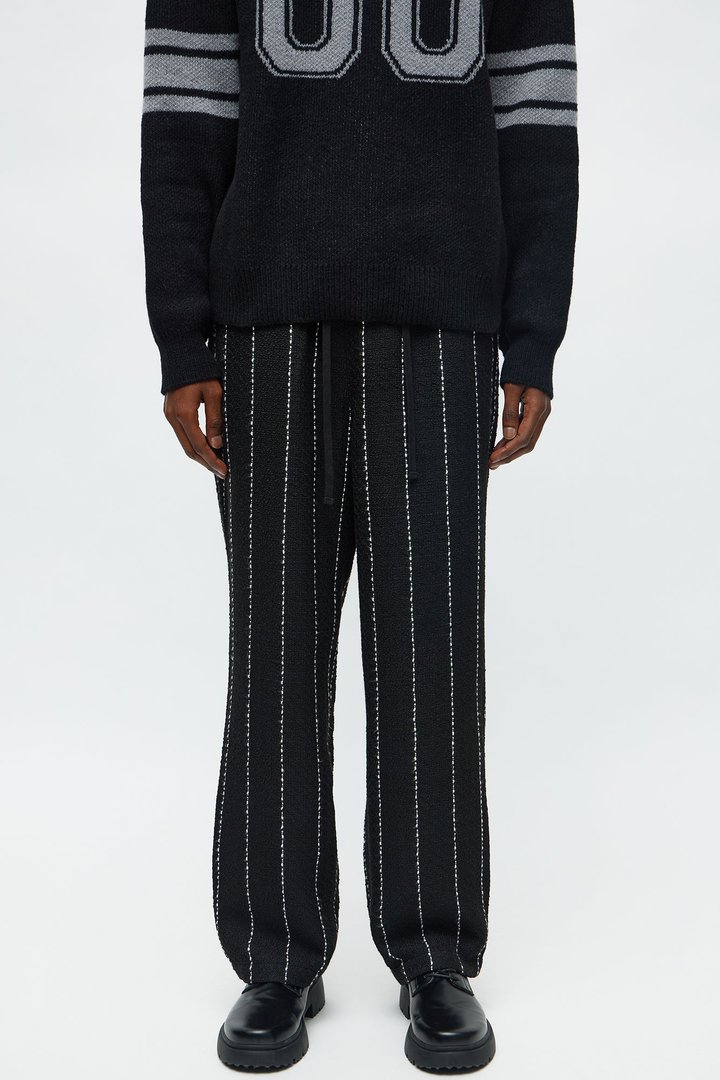 Straight Newport Beach Textured Drawstring Pant - Black
