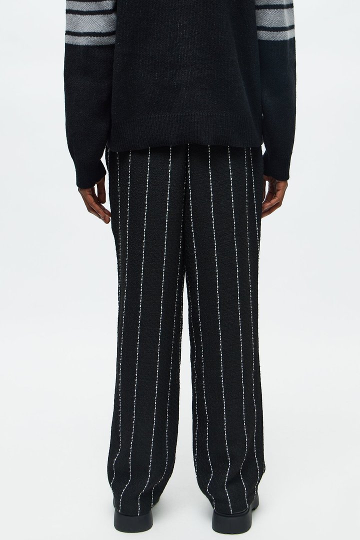 Straight Newport Beach Textured Drawstring Pant - Black