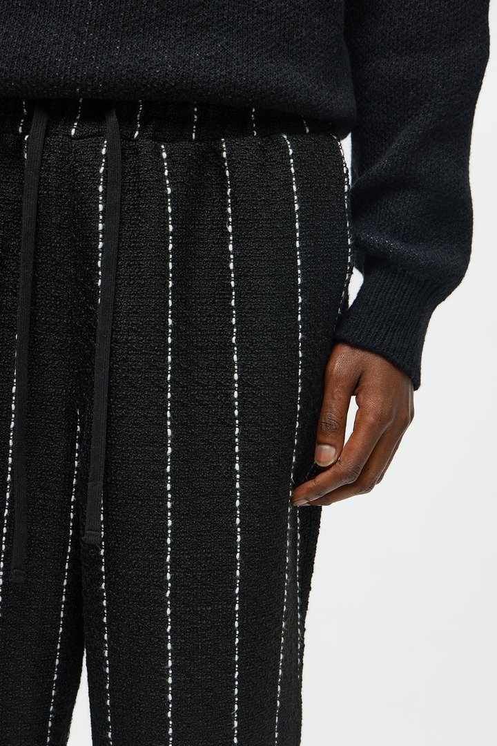 Straight Newport Beach Textured Drawstring Pant - Black