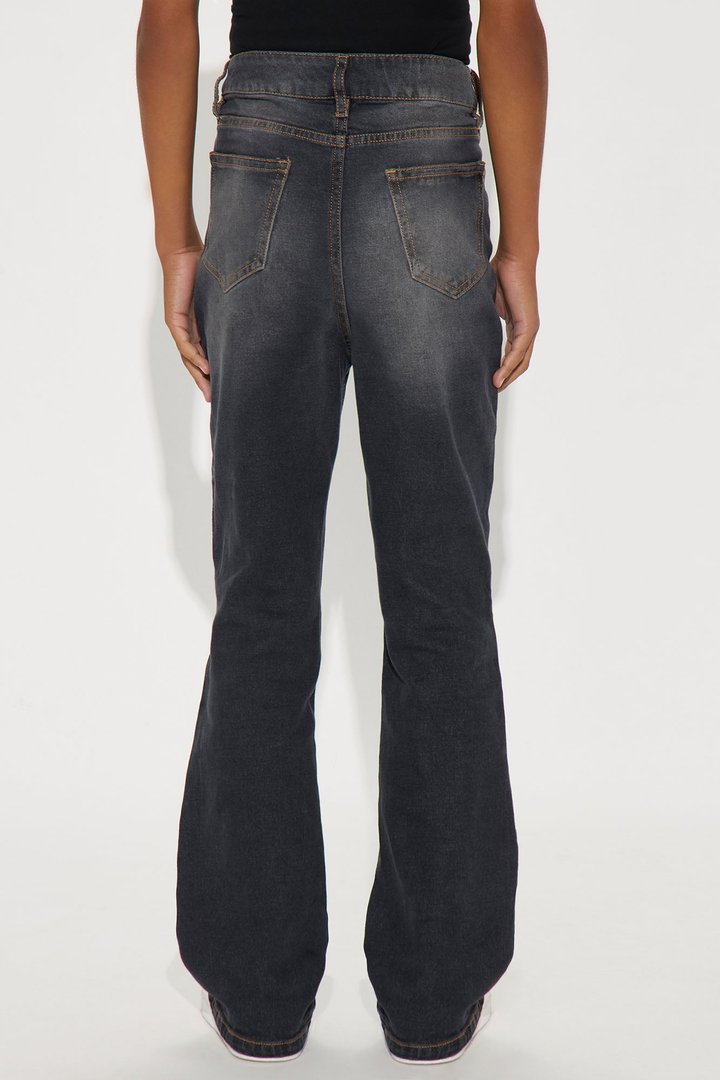 Mini Stacked Skinny Flare Star Of The Show Studded Jean - Black Wash