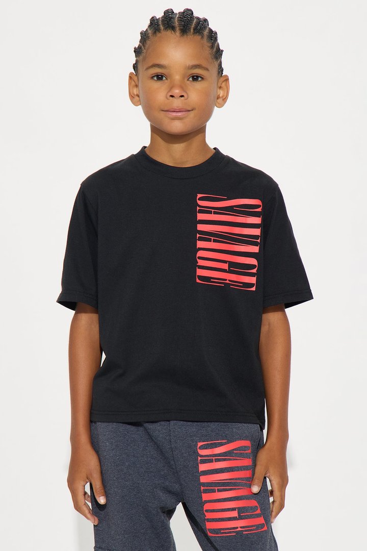 Mini Savage Dog Front/Back T-Shirt And Cargo Jogger Pant Set - Black/combo