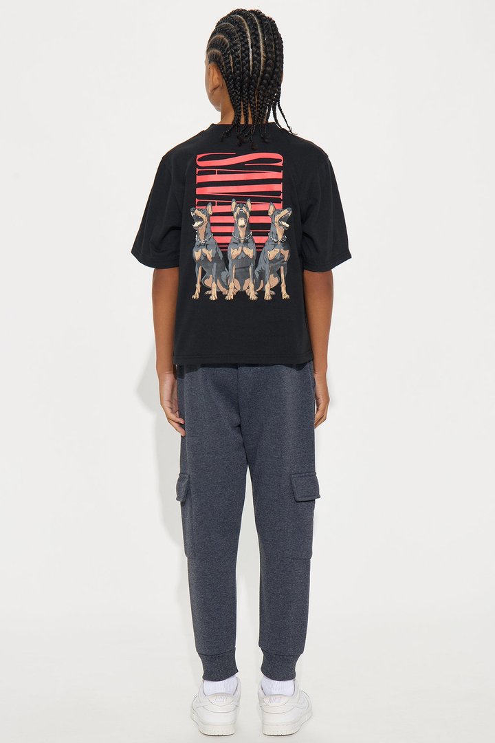 Mini Savage Dog Front/Back T-Shirt And Cargo Jogger Pant Set - Black/combo