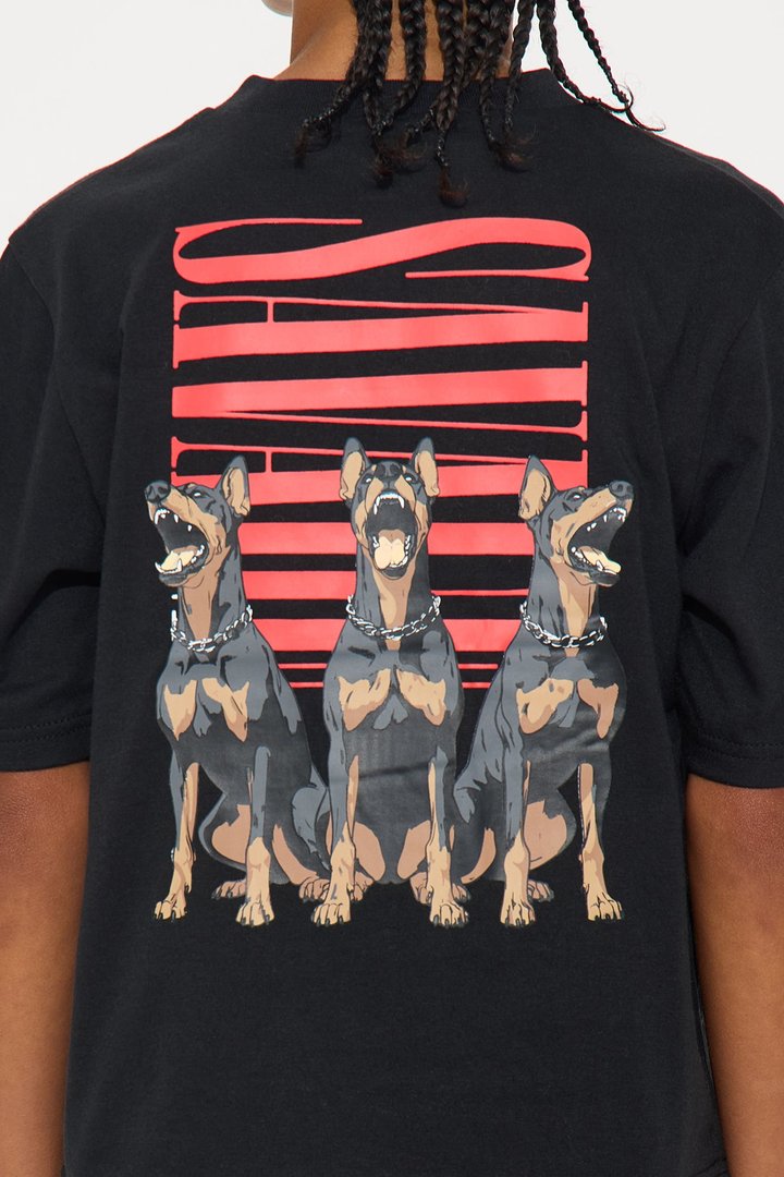 Mini Savage Dog Front/Back T-Shirt And Cargo Jogger Pant Set - Black/combo