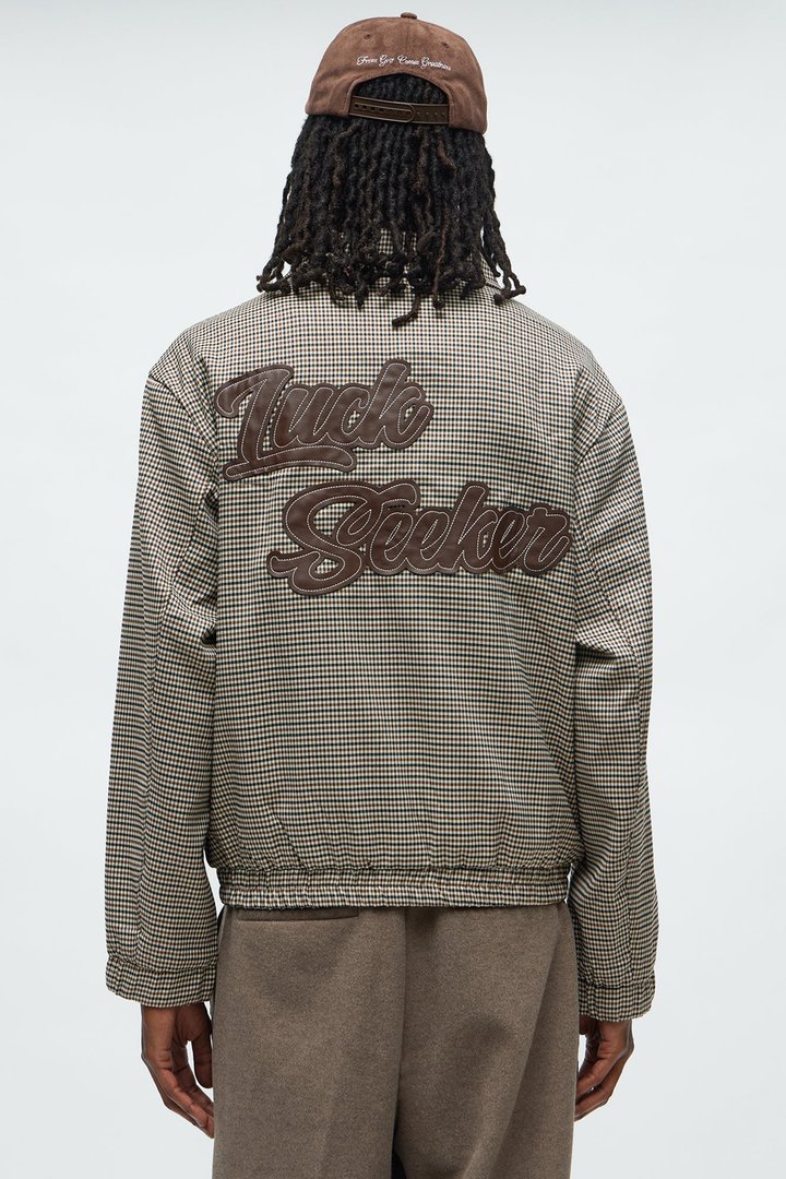 Lucky Seeker Plaid Bomber Jacket - Brown