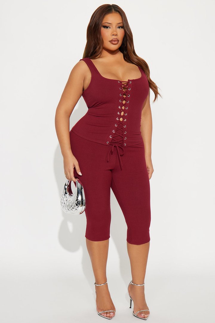Carina Snatched Pant Set - Burgundy