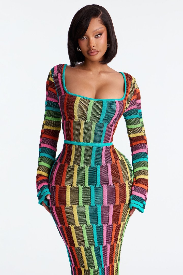 Sia Long Sleeve Maxi Dress - Multi Color