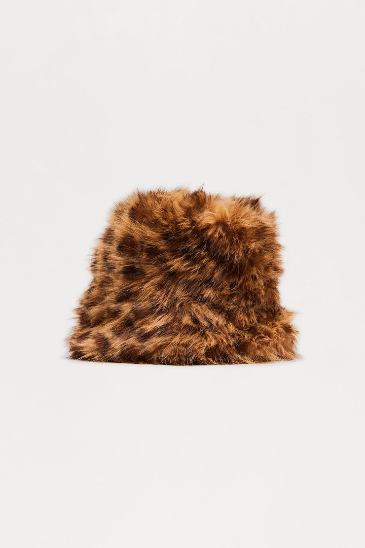 Living On The Edge Faux Fur Bucket Hat - Leopard