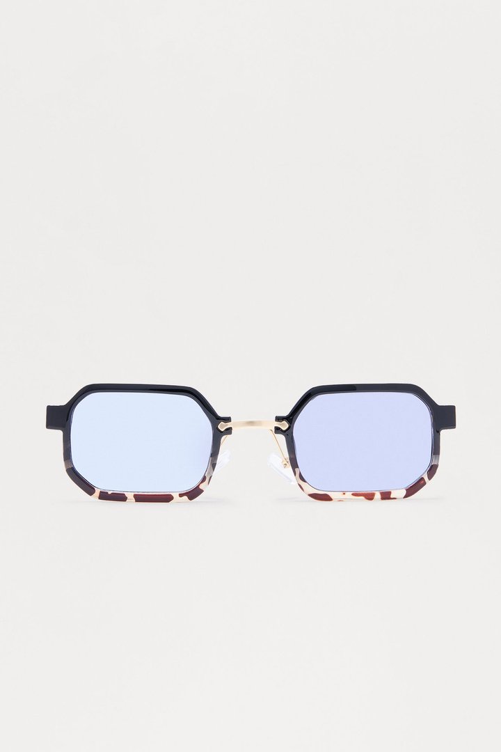 Illusion Square Frame Color Lens Sunglasses - Black/combo