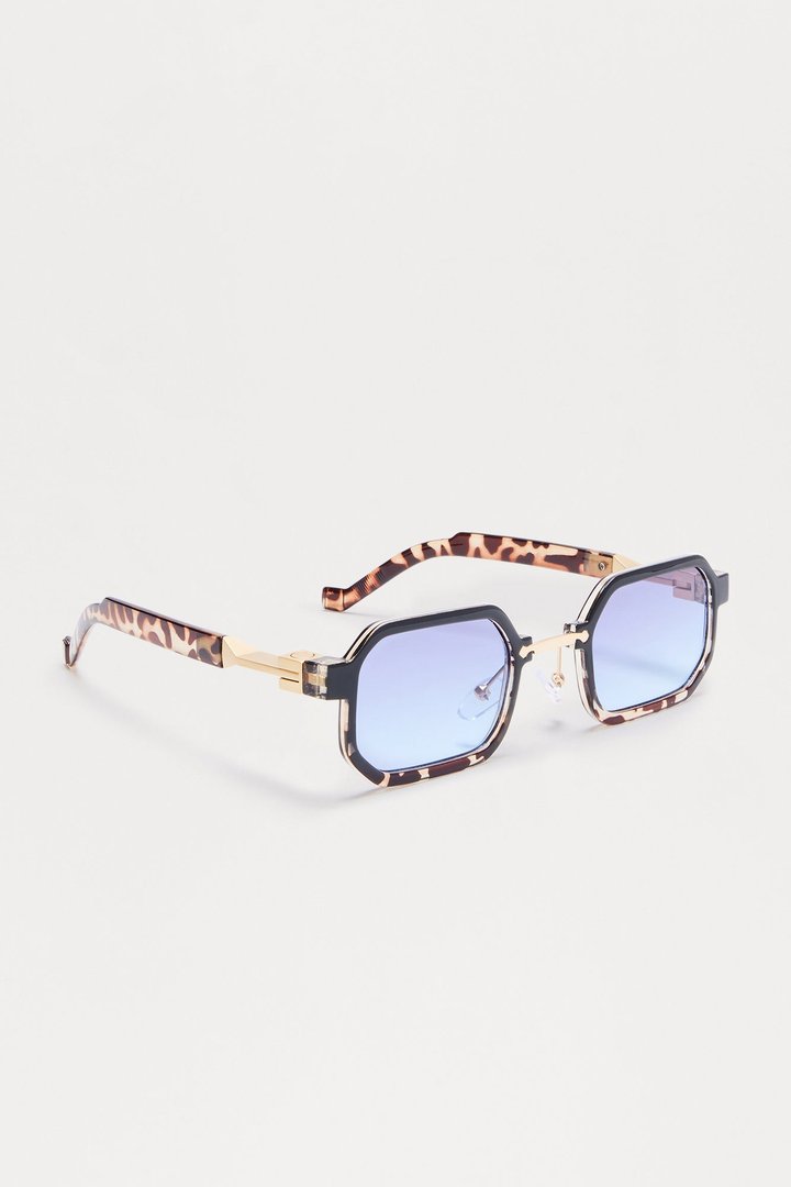 Illusion Square Frame Color Lens Sunglasses - Black/combo