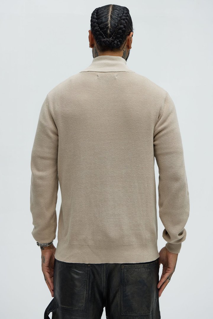 Shawn Quarter Zip Sweater - Tan