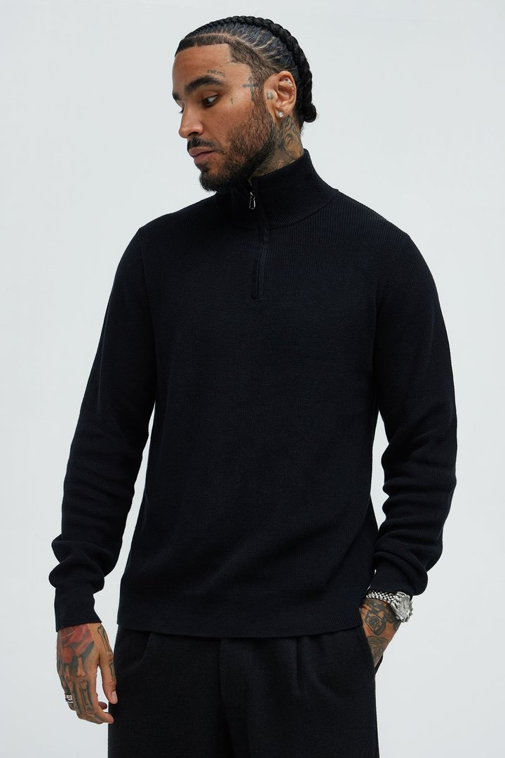Shawn Quarter Zip Sweater - Black