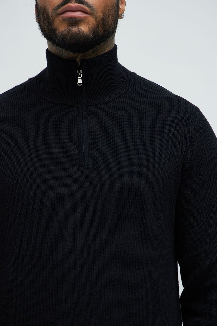Shawn Quarter Zip Sweater - Black
