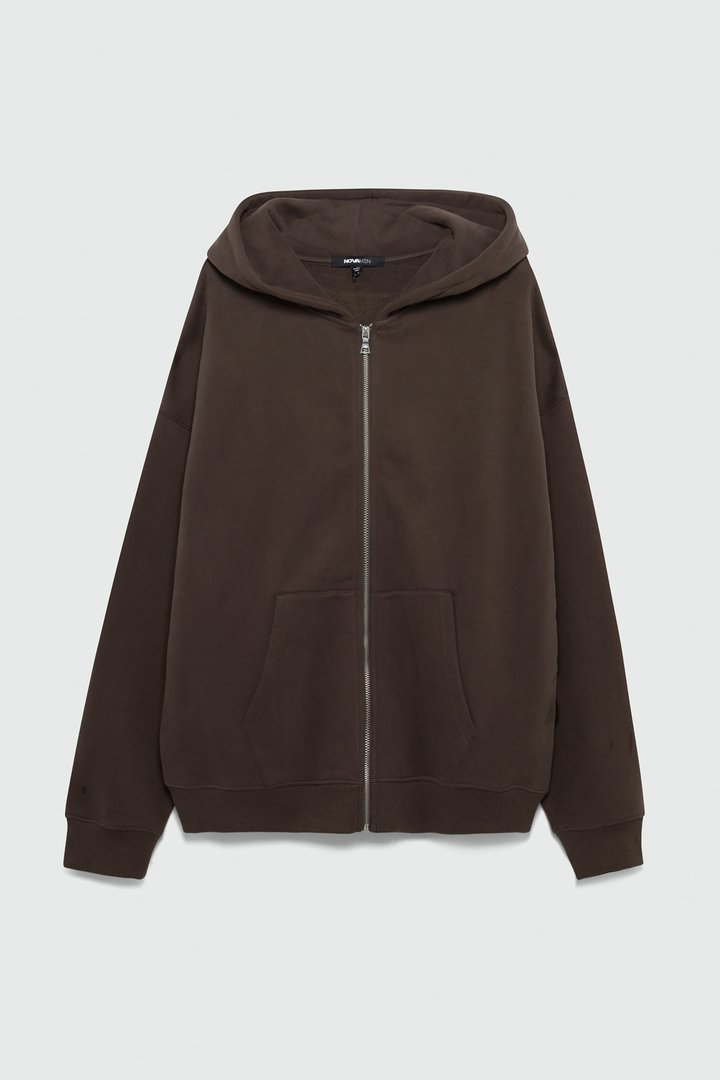 410 Oversized Zip Hoodie - Brown