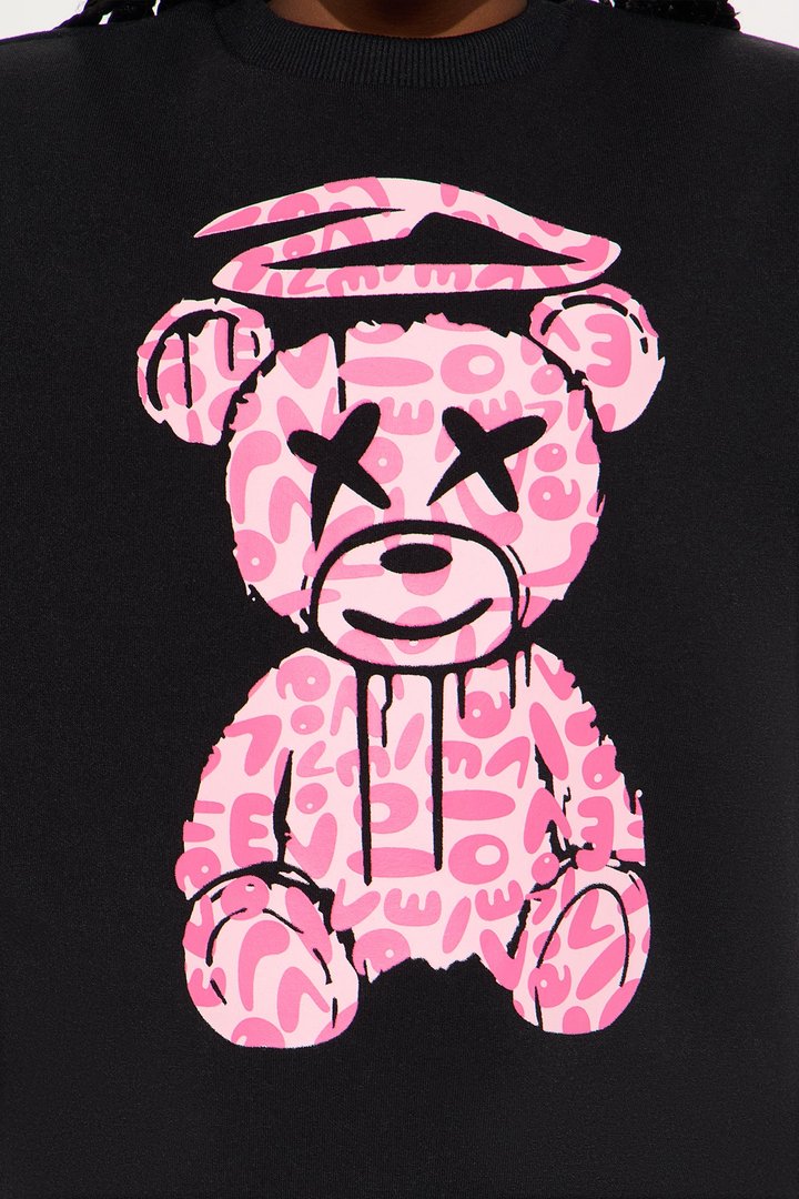 Mini Graffiti Bear Crew Neck Sweatshirt - Black
