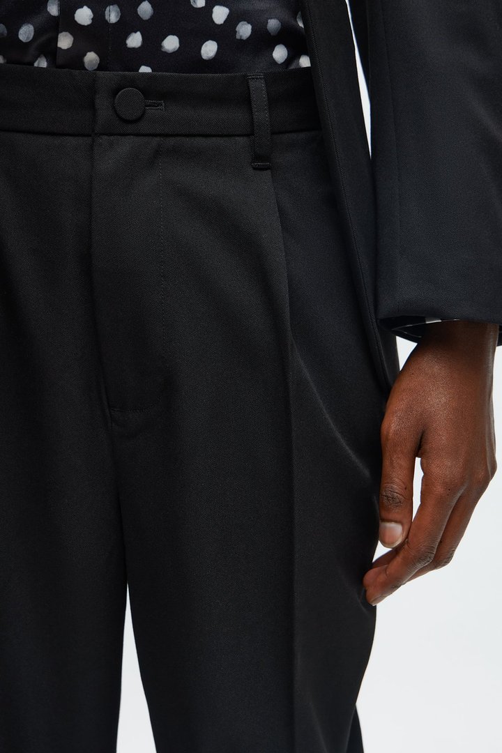 Slim Lafayette Pleated Trouser - Black