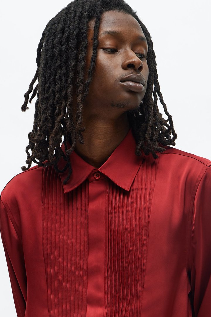Jett Tux Button Up Shirt - Burgundy