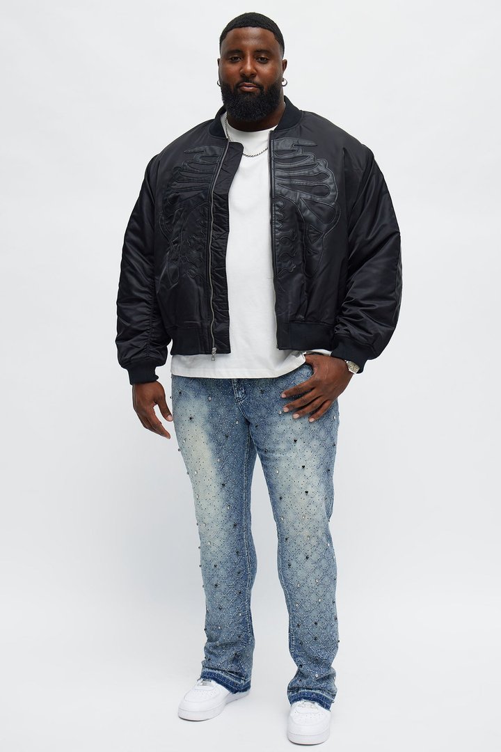 Stacked Slim Flare We WIldin In Bling Jean - Light Wash