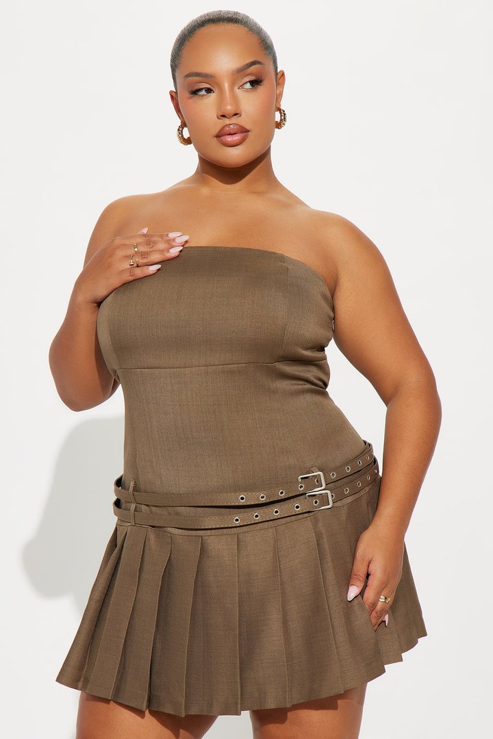 Bronwyn Belted Mini Dress Set - Olive