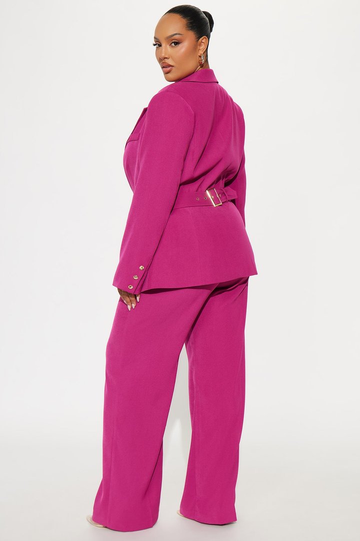 Jaymee Adjustable Waist Blazer Pant Set - Magenta