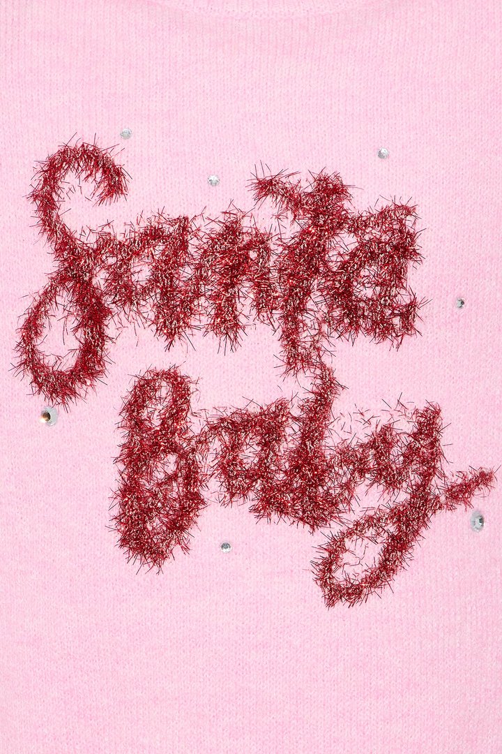 Mini I'll Be Your Santa Baby Sweater - Pink/combo