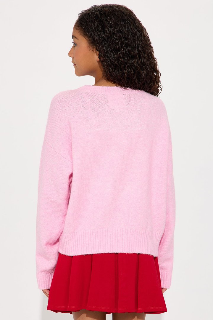 Mini I'll Be Your Santa Baby Sweater - Pink/combo