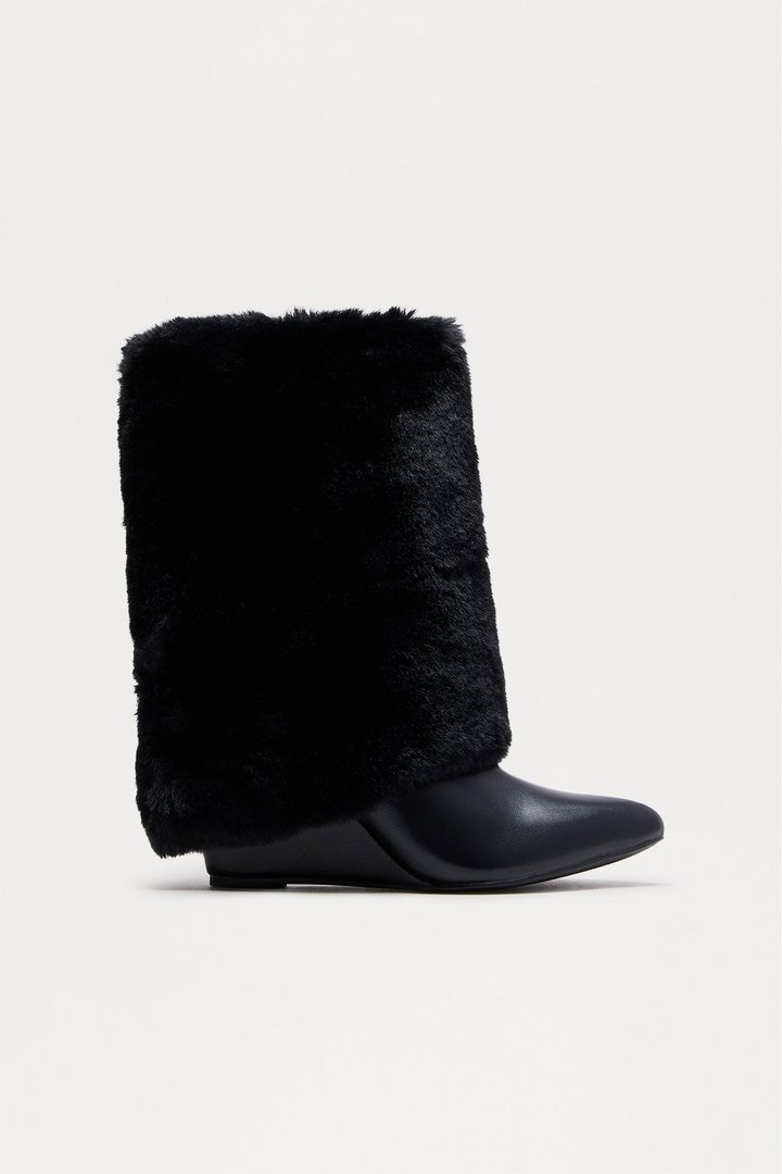Iceberg Faux Fur Booties - Black