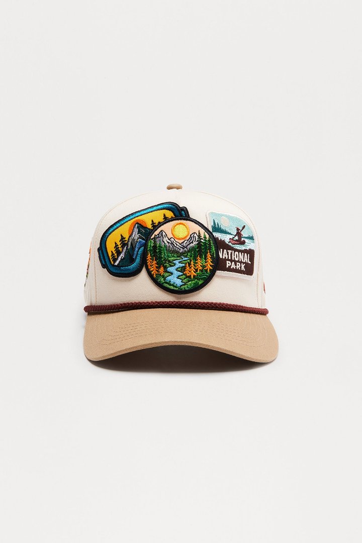 Camp Badge Structured Snapback Hat - Stone/Combo