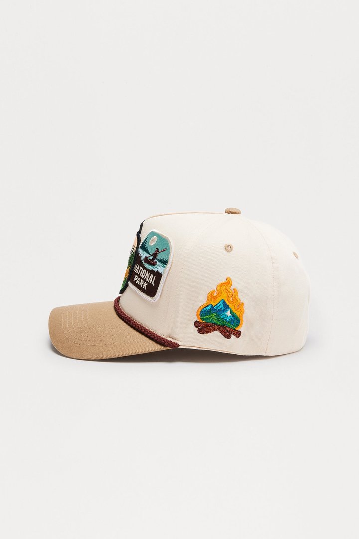 Camp Badge Structured Snapback Hat - Stone/Combo