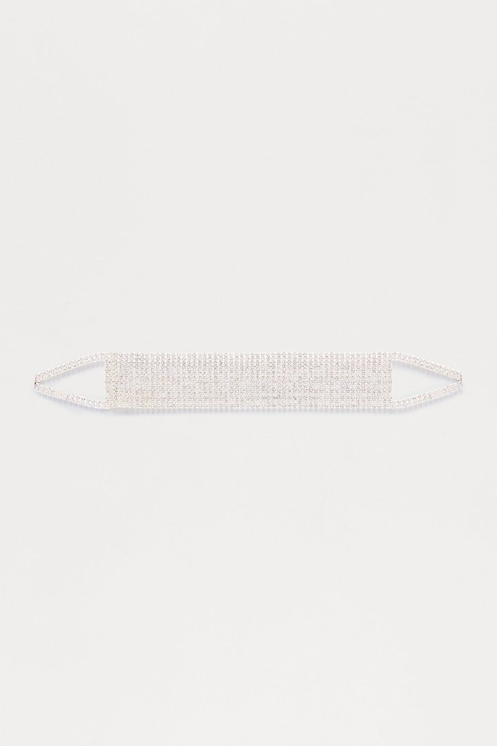 Stage Right Rhinestone Choker Necklace - Silver