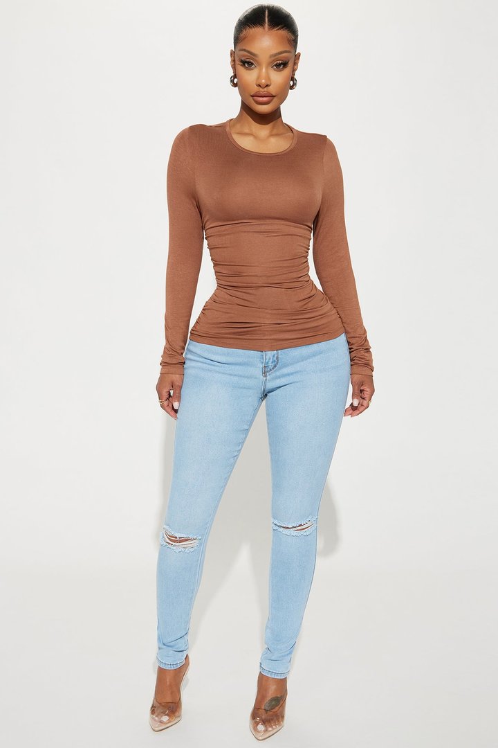 Raven Ruched Top - Mocha
