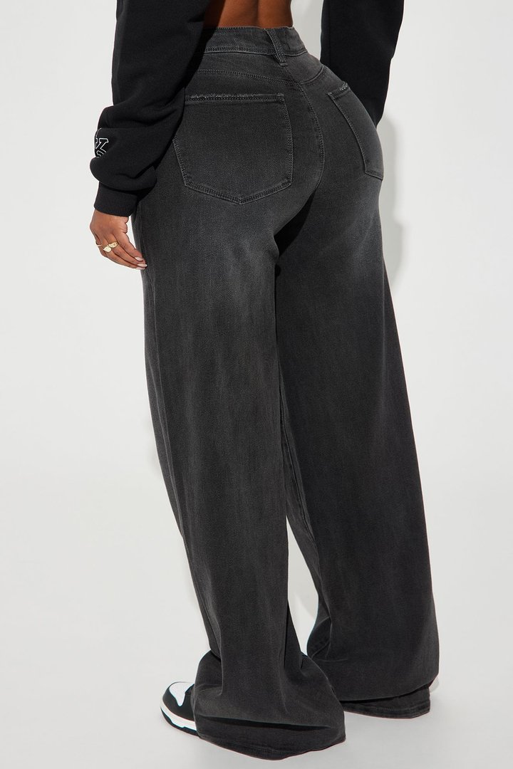 Lost As Always Stretch Baggy Jeans - Black Wash