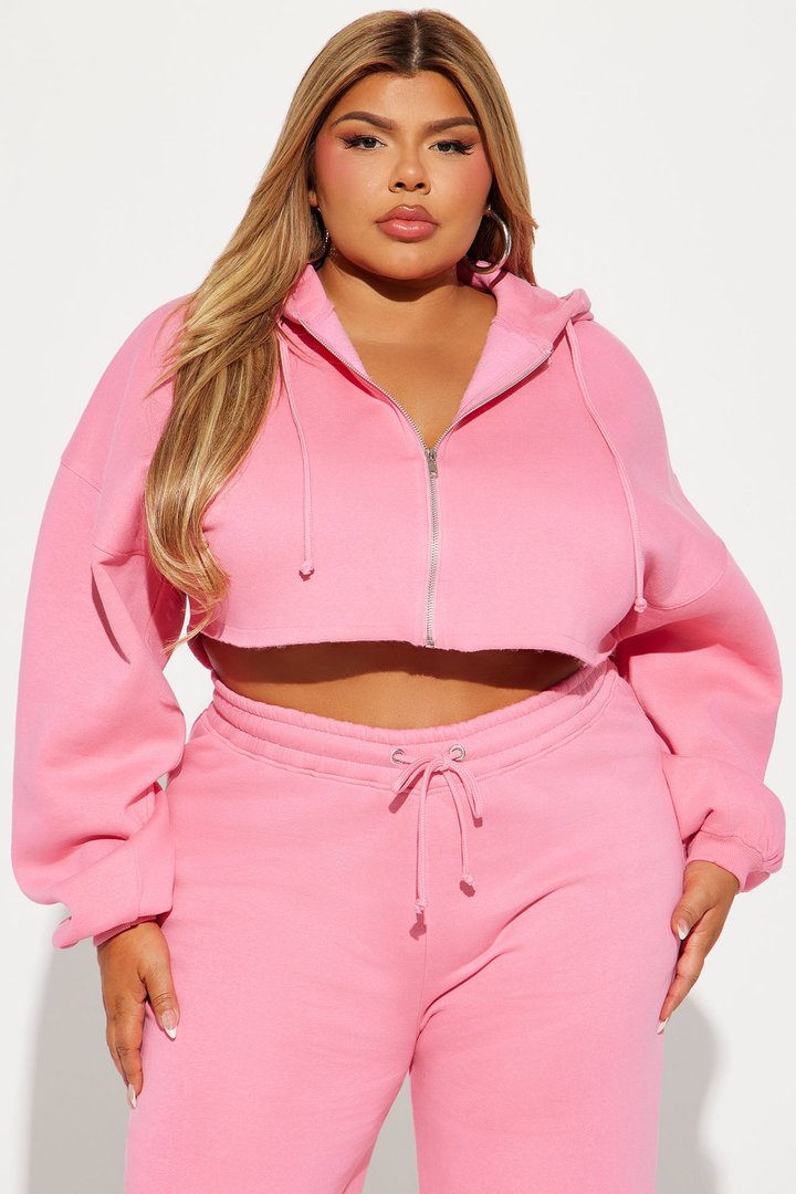 On The Go Fleece Pant Set - Pink