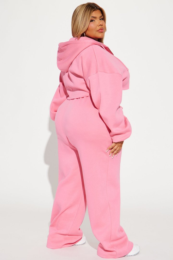 On The Go Fleece Pant Set - Pink