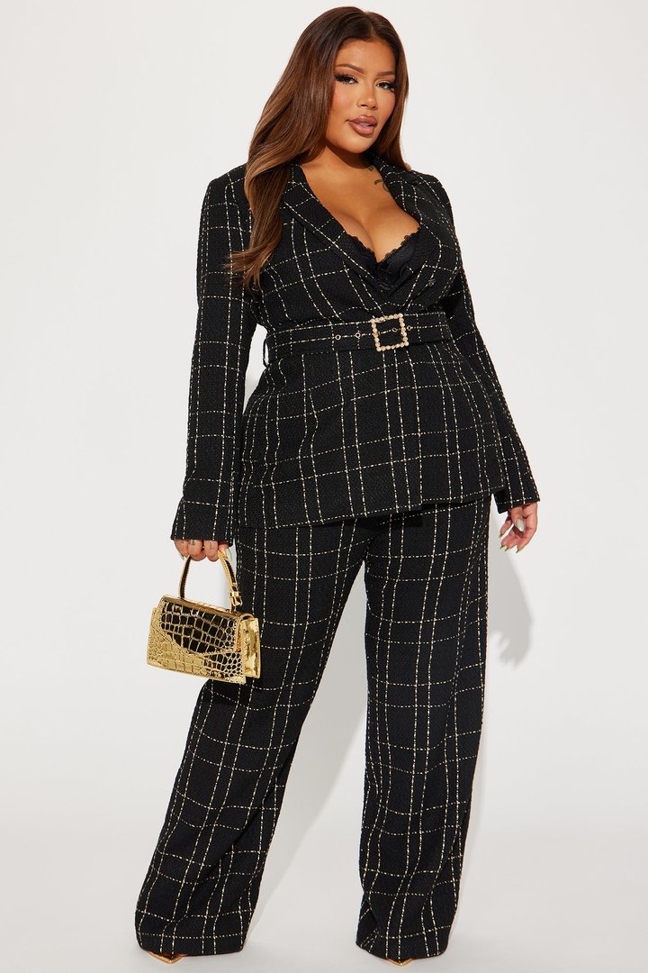 In Control Tweed Pant Set - Black