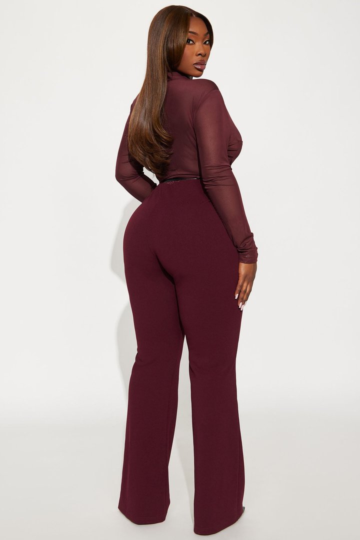 Ava Belted Jumpsuit - Burgundy
