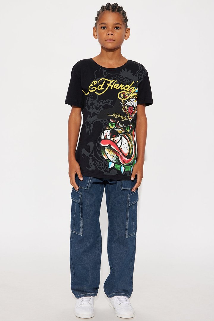 Mini Ed Hardy Be The Bulldog Front/Back Short Sleeve Tee - Black