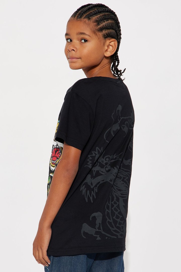 Mini Ed Hardy Be The Bulldog Front/Back Short Sleeve Tee - Black