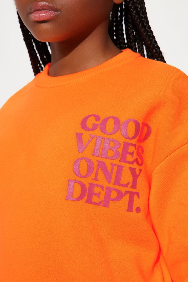 Mini Good Vibes Only Dept. Front/Back Crew Neck Sweatshirt - Orange