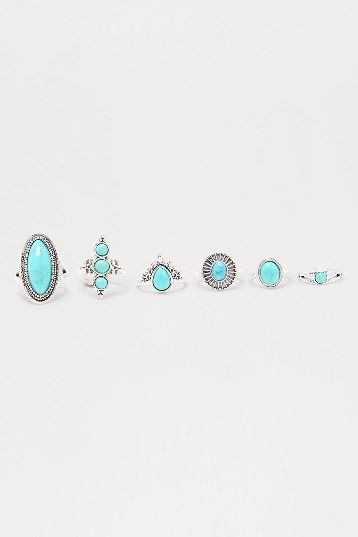 Martha 6 Piece Ring Set - Turquoise