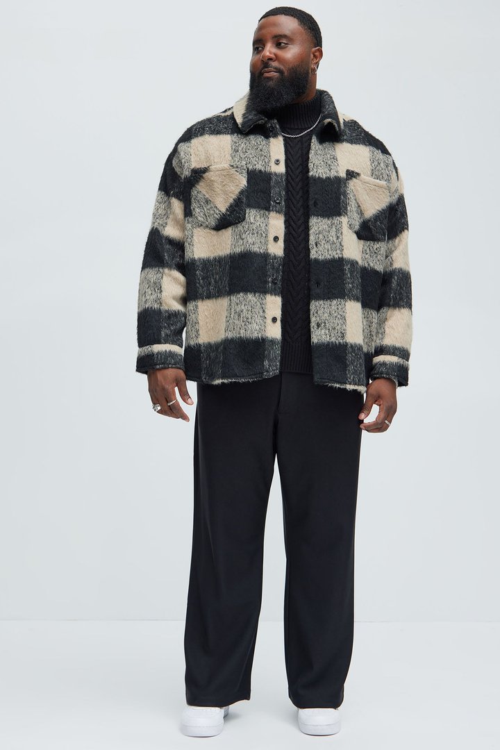 None Of That Matters Shacket - Black/combo