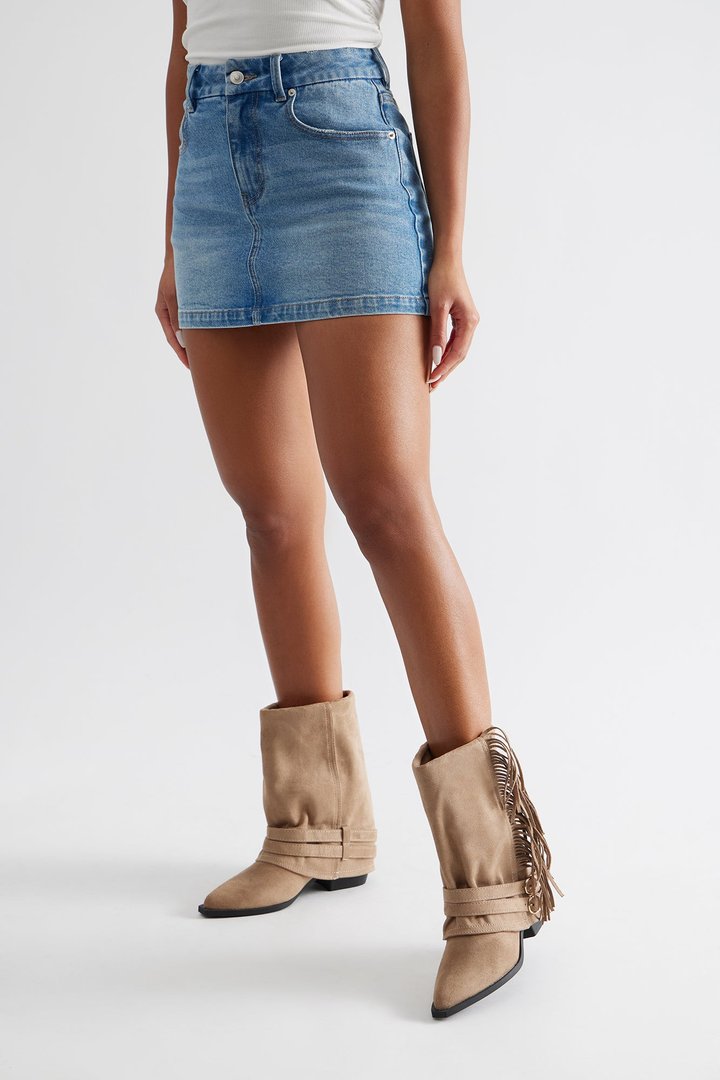 Mendocino Fringe Overlay Booties - Grey