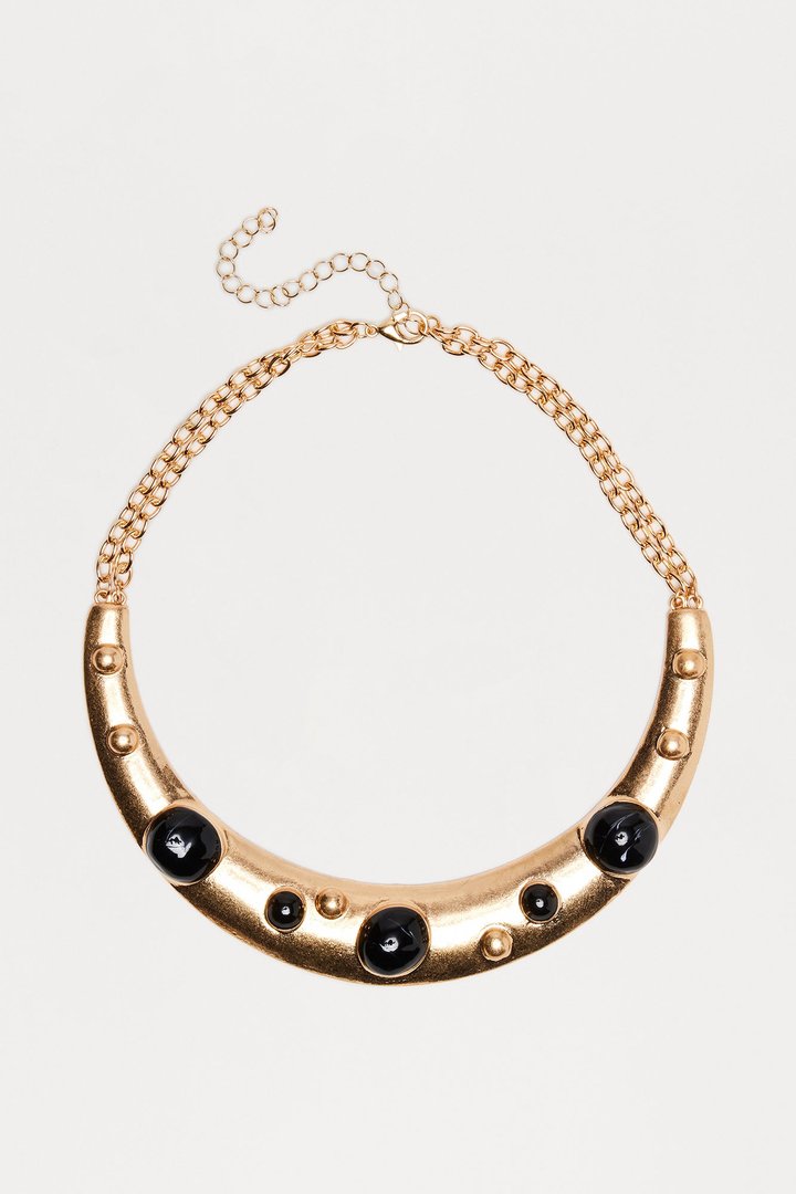 Desert Feels Jeweled Choker Necklace - Gold/Black