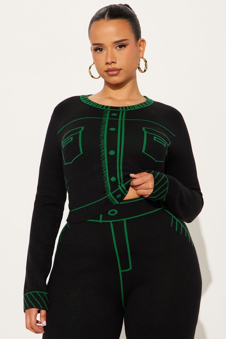 Read The Lines Sweater Pant Set - Black