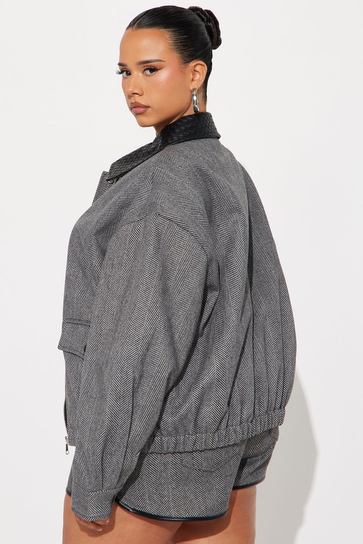 Halsey Crepe Herringbone Jacket - Black/combo